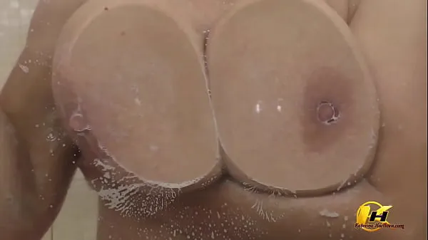 Hot Pressed my breasts against the glass and then masturbate with a stream of water cool Movies