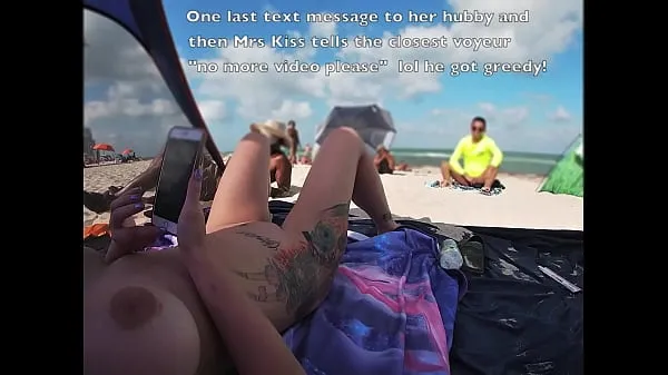 Hot EW 511 - Hubby Films Mrs Kandii Kiss and shows us what the voyeurs look like playing with their cocks when she lays out on the nude beach with her legs spread open for all to see cool Movies