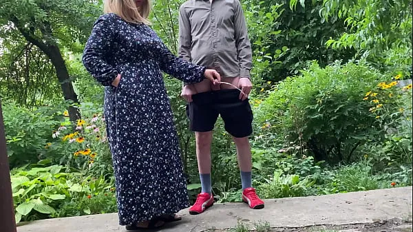 Hot Mommy MILF pissing standing up in the city park after helping her stepson piss cool Movies