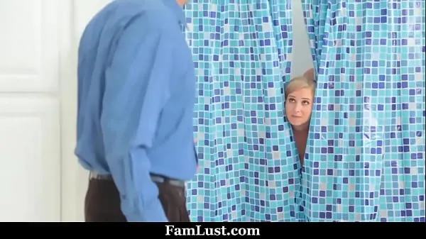 Hot Stepmom in Shower Thought it Was Her Husband's Dick Until She Finds Out Stepson is Behind The Curtains - Famlust cool Movies