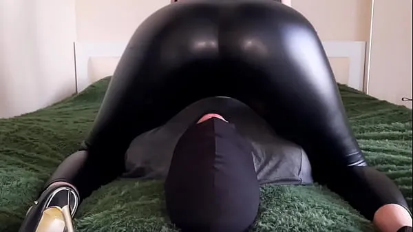 Hot Ass worship. Facesitting. Dominatrix Nika sits on her slave's face with her sexy ass in leggings. Femdom face seat cool Movies