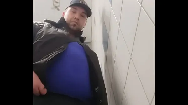 Hot Chubby gay dildo play in public toilet cool Movies